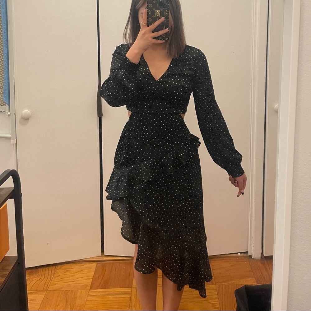Wild Honey black dot long dress size S